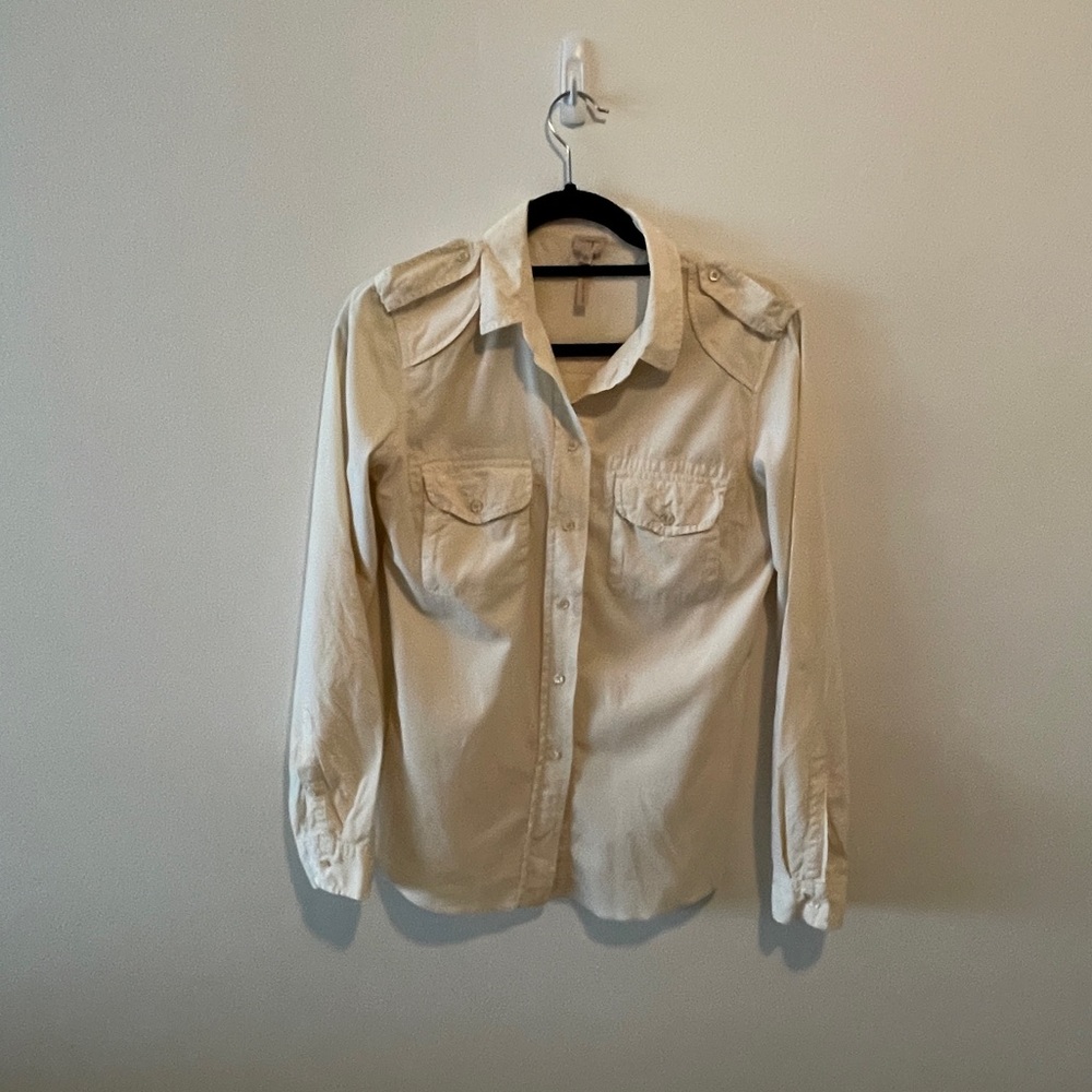 Wilfred Free Cream soft corduroy button down shirt. Size S.